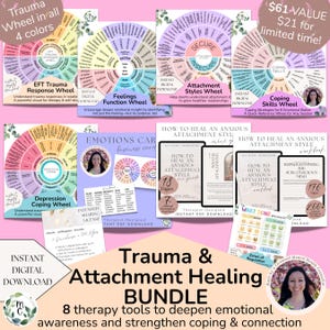 Anxious Attachment & Trauma Recovery Bundle | Printable Therapy Worksheets, Feelings Wheels, Journal, Emotions Cards | Self-Therapy Tools