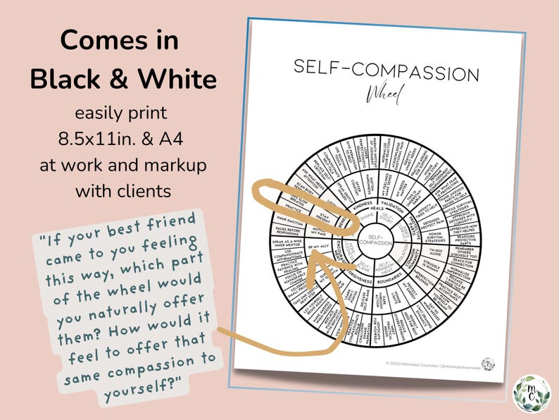 Self-compassion counseling tool for individual therapy sessions.