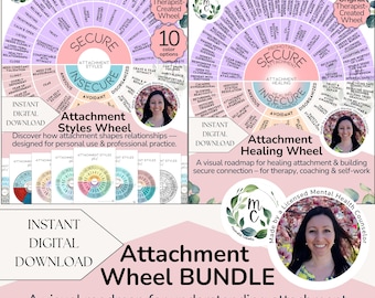 Attachment Healing Bundle | Attachment Styles Wheel & Attachment Healing Wheel for Therapy, EFT and Self-Work