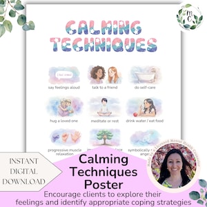 Calming Techniques Poster for Kids, 12 Emotional Regulation Coping Skills, Calming Corner Feelings Chart, Playroom & Classroom Decor DIGITAL