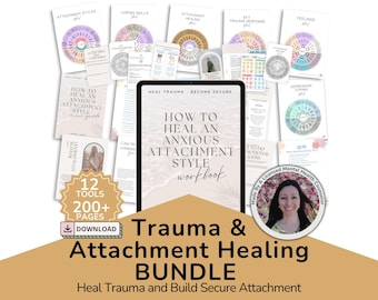 Trauma & Anxious Attachment Therapy Bundle: Feelings Wheel, Journal - Printable Worksheets and Workbooks DIGITAL DOWNLOAD