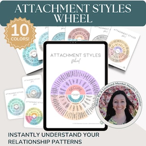 Attachment Styles Wheel | Feelings Wheel for Attachment Therapy | Anxious Avoidant Secure Attachment | Therapy Worksheet | Printable