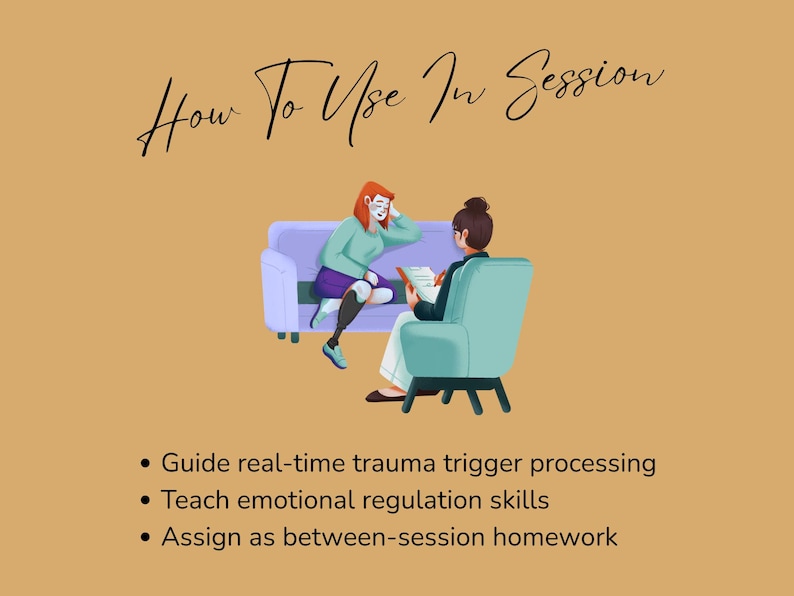 Counseling infographic showing six trauma response patterns including Fight, Flight, Flail, Freeze, Flop, and Fall Back through an EFT lens.