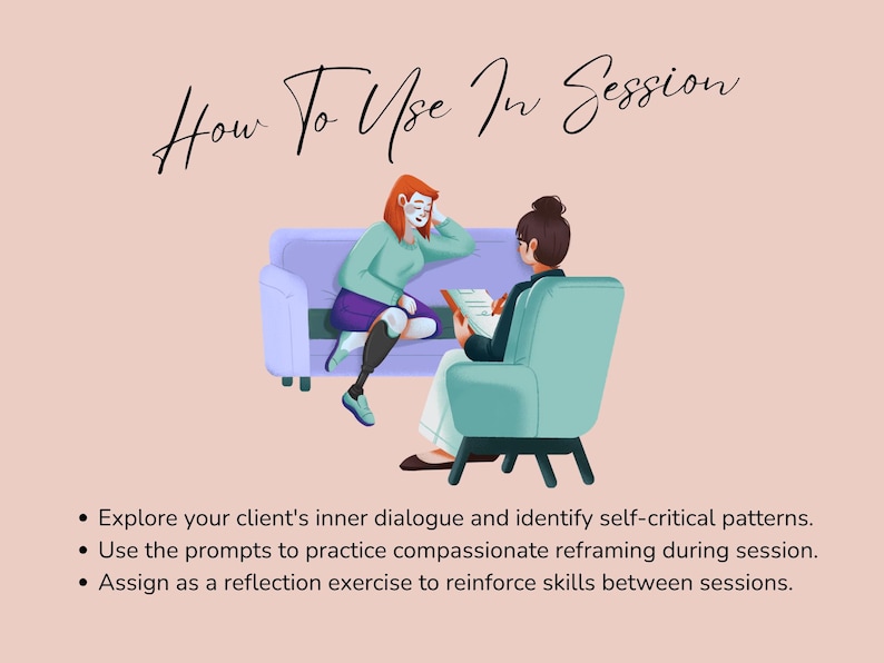 Printable self-compassion activity for adults in psychotherapy.