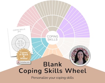 Blank Coping Skills Wheel Worksheet Customizable for Therapists, Teachers, School Counselors, Fill-In Coping Strategy Chart DIGITAL