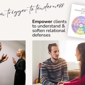 EFT-inspired trauma wheel for therapists, counselors, and social workers to teach nervous system states and attachment-driven trauma responses.
