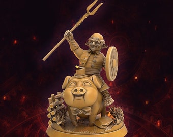 Male Halfling w/ spear Miniature Pig Rider - 3 Poses - 32mm scale Tabletop gaming DnD Miniature Dungeons and Dragons, dnd halfling