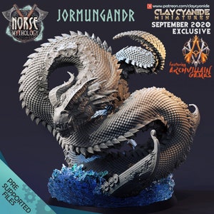 Jormungandr Serpent miniature Norse | 100mm Base Large Monster Miniature | DnD Miniature | Dungeons and Dragons, DnD 5e Mythology