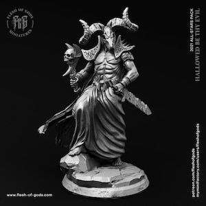 Horned Demon miniature | Bulezau demon statue dnd monster miniature dnd figurine | 32mm Base DnD undead Miniature Dungeons and Dragons TTrpg