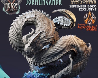 Jormungandr Serpent miniature Norse | 100mm Base Large Monster Miniature | DnD Miniature | Dungeons and Dragons, DnD 5e Mythology