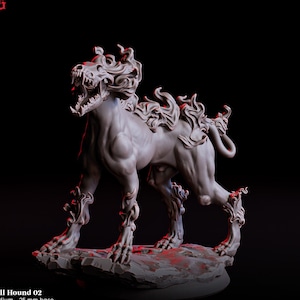Hell Hound Monster Miniature Trio of Beast Monstrosities | 32mm Scale 25mm Base | DnD Miniature Dungeons and Dragons DnD 5e class