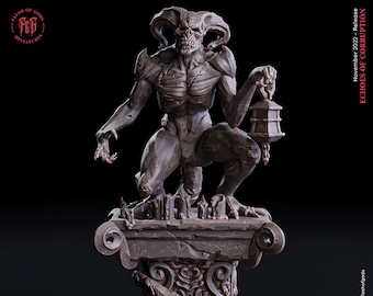 Demon Statue Terrain Miniature DnD Cemetary Terrain | DnD Miniature Dungeons and Dragons DnD 5e class Cursed DnD Scenery Terrain Model