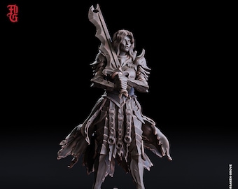 Abyssal Knight Miniature Female Knight Miniature Abyss Knight | 32mm Scale 32mm Scale | DnD Miniature Dungeons and Dragons DnD 5e Warrior