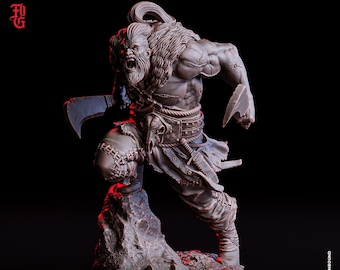 Grumash Raged Warrior Miniature | 32mm Scale, 75mm Scale, or Bust | Dungeons and Dragons DnD 5e Dungeon Master Gift