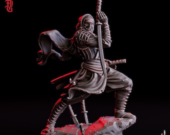 Shadow Warrior Miniature NPC Japanese Samurai Sword Warrior Figure | 32mm Scale 75mm Scale | DnD Miniature Dungeons and Dragons DnD 5e class
