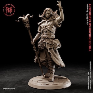 Dark Wizard Miniature Male Human Mage Mini Magic | 32mm Scale | DnD Miniature Dungeons and Dragons statue warlock spellcaster