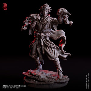Arcane Fist Monk Miniature Male Human Monk Figurine for DnD | 32mm Scale 75mm Scale | DnD Miniature Dungeons and Dragons DnD 5e class
