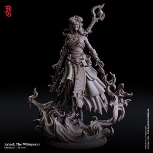 Female Tiefling Sorceress Miniature | 32mm Scale and 75mm Scale | DnD Miniature Dungeons and Dragons DnD 5e Female Warlock Miniature