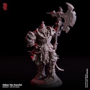 Sidhar Orc Warrior Miniature | 32mm Scale, 75mm Scale, or Bust | Dungeons and Dragons DnD 5e Dungeon Master Gift