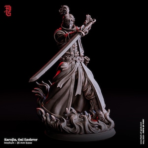 Oni Enslaver Miniature Japanese Samurai Miniature Monster Warlock | 32mm Scale 75mm Scale | DnD Miniature Dungeons and Dragons DnD 5e class