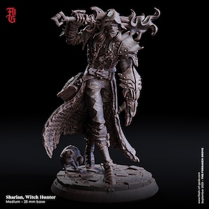DnD Witch Hunter Miniature Warrior Miniature | 32mm 75mm Scale Bust DnD Miniature Dungeons and Dragons DnD 5e Monster miniature Fighter