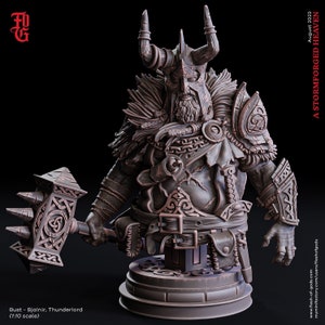 DnD Viking Bust Thunderlord Norse God Miniature | Miniature and Bust Statue | DnD Miniature Dungeons and Dragons DnD 5e | Raider Miniature