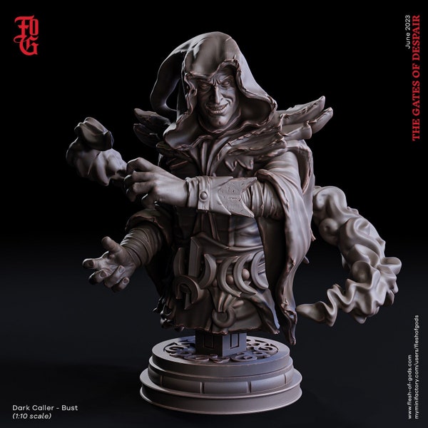 DnD Dark Caller Resin Bust Statue Wizard Mage Sorcerer Warlock | DnD Miniature Dungeons and Dragons  DnD 5e class Caster DnD Spellcaster