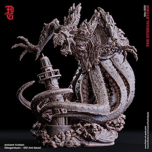 DnD Ancient Kraken Miniature Sea Monster Miniature | 100mm Base | DnD Miniature Dungeons and Dragons DnD 5e | Ocean Sea Marine Miniature
