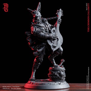 DnD Rabbitfolk Bard Miniature Male Bard with guitar | 32mm Scale 75mm Scale | DnD Miniature Dungeons and Dragons DnD 5e Harengon miniature