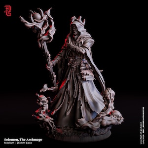 Archmage Miniature Wise Wizard Figurine Warlock Sorcerer Spellcaster | 32mm Scale | DnD Miniature Dungeons and Dragons DnD 5e class