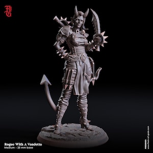 Tiefling Rogue Miniature Female Thief Figurine Female Rogue Figure Female Demon | 32mm Scale | DnD Miniature Dungeons and Dragons DnD 5e