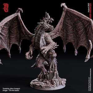 DnD Blue Dragon Miniature Huge Boss Monster Miniature | 75mm Base | DnD Miniature Dungeons and Dragons DnD 5e DnD Dragon Giant Boss Mini