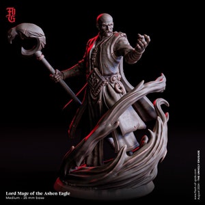 Human Wizard Miniature Lord Mage of the Ashen Eagle Figurine Spellcaster Figure | 32mm or 75mm Scale | Dungeons and Dragons DnD 5e Figure