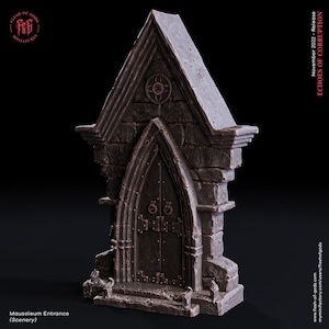 Mausoleum Entrance Miniature DnD Terrain Statue | DnD Miniature Dungeons and Dragons DnD 5e class Cemetary DnD Scenery Terrain Model