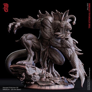 Abyssal Fishman miniature Sahuagin Miniature | 32mm Scale | DnD Miniature Dungeons and Dragons DnD 5e | Kuo Toa Miniature