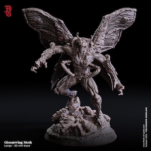Gloomwing Moth Miniature Monster Miniature | 50mm Base 32mm Scale | DnD Miniature Dungeons and Dragons DnD 5e Winged Demon Monstrosity