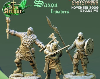 Saxon Invader Miniatures | Clay Cyanide | 32mm Scale | Legend of King Arthur | DnD Miniature | Dungeons and Dragons, DnD figure