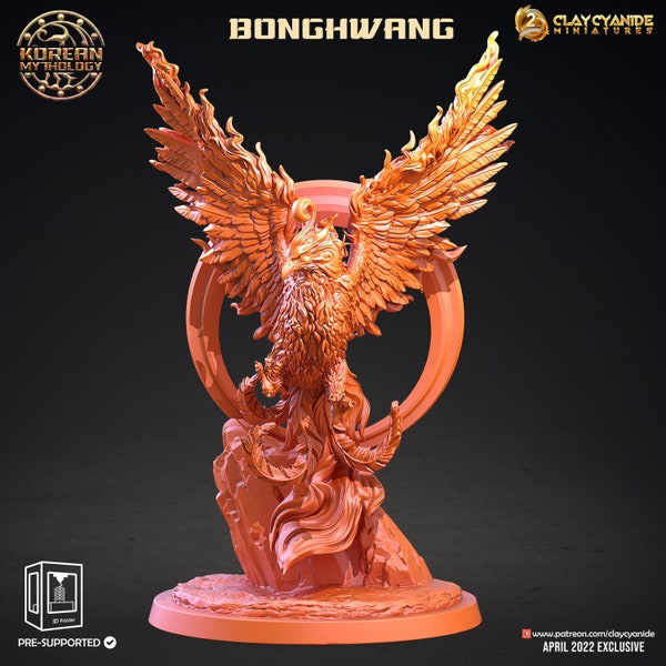 Bonghwang miniature | Clay Cyanide | Korean Mythology | Tabletop Gaming | DnD Miniature | Dungeons and Dragons | Korean phoenix miniatures