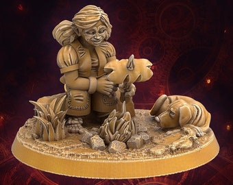3D Printed Miniature: Halfling Male Bard Riding a Dog - Etsy