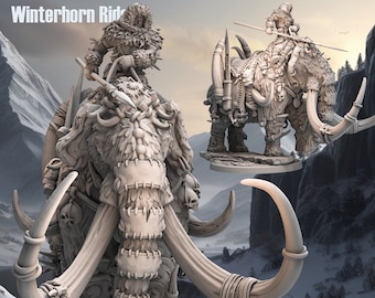 DnD Mammoth Mounted Rider Tundra Miniature | 32mm scale Tabletop gaming DnD Miniature Dungeons and Dragons dnd 5e dungeon master gift dnd