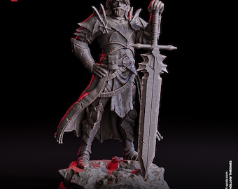 Oathbreaker Knight Human Warrior Miniature Fighter Paladin Figurine | 32mm Scale 75mm Scale | DnD Miniature Dungeons and Dragons DnD 5e