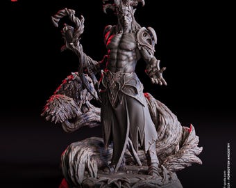 Male Elf Druid Miniature DnD Druid Figurine Oberon Green Lord Forest Fey | 32mm Scale 50mm Base| DnD Miniature Dungeons and Dragons DnD 5e