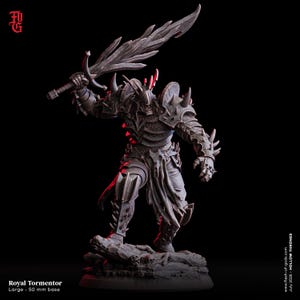 Royal Tormentor Knight Fighter Undead Warrior Monster Miniature Skeleton | 32mm Scale 50mm Base | Figurine Dungeons and Dragons DnD 5e