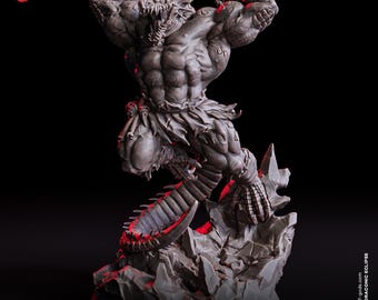 Half Dragon Smasher Miniature Hybrid Draconic Monster Figurine | 32mm Scale 50mm Base | Dungeons and Dragons DnD 5e Dungeon Master Campaign