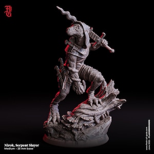 DnD Lizardfolk Miniature Serpent Slayer Figurine Lizard Rogue Fighter | 32mm Scale 75mm Scale | DnD Miniature Dungeons and Dragons DnD 5e