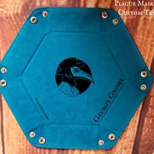 Customizable Hexagon Dice Tray, Foldable felt and leather dice tray for RPGs and all Tabletop gaming, Dice rolling tray custom dice tray