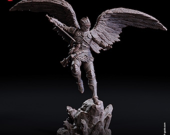 Aasimar Paladin Miniature Male Aasimar Figurine for DnD Fighter Miniature | 32mm Scale | DnD Miniature Dungeons and Dragons DnD 5e