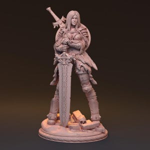 Sexy Human Female Knight Miniature Fighter Warrior Sexy Option and NSFW Miniature | 32mm 75mm 100mm DnD Miniature Dungeons and Dragons 5e