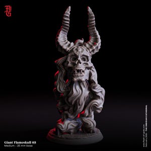 Undead Soul Monster Miniature Giant Flameskull Skeleton Skull Figure | 32mm Scale 25mm Base | DnD Miniature Dungeons and Dragons DnD 5e