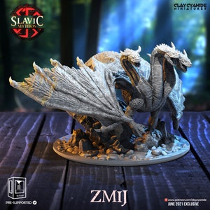 3 headed Dragon Miniature Monster Miniature Dragon Statue | DnD Dragon Decor | Tabletop Gaming DnD Miniature Dungeons and Dragons  DnD 5e